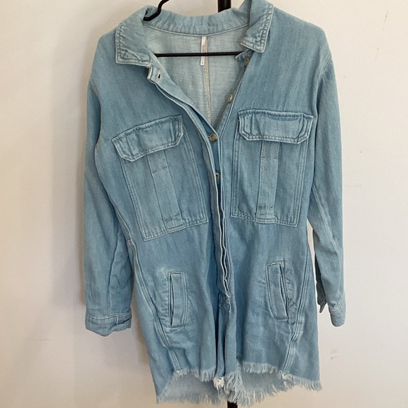 Free People Light Blue Jean Jacket small - Picture 2 of 6